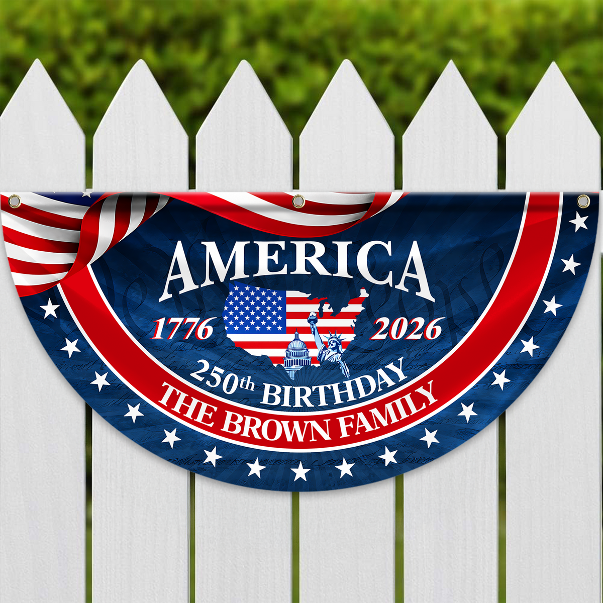 Custom Family Name America Birthday 1776-2026 Non-Pleated Fan Flag TH10 898745
