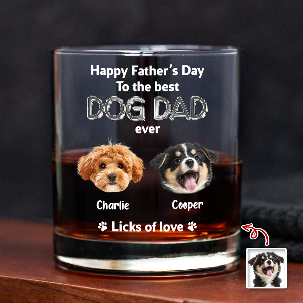 Custom Photo Happy Father's Day To The Best Dog Dad Ever Rock Glass HA75 921388
