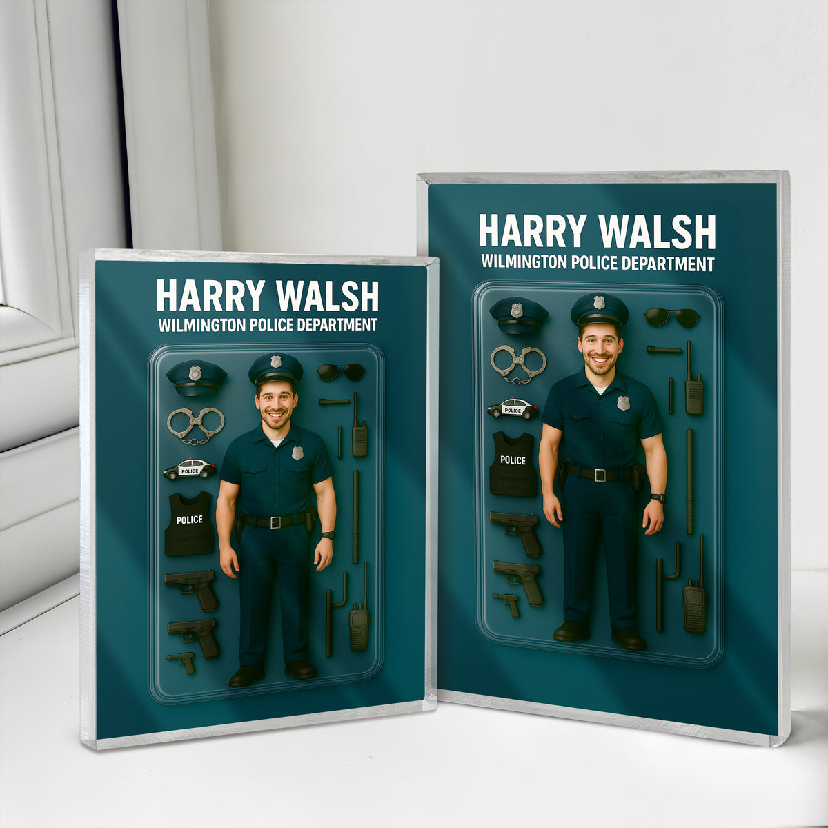 Custom Police Figure Acrylic Block Plaque, Unique Keepsake, Father's Day Gift HA75 892338