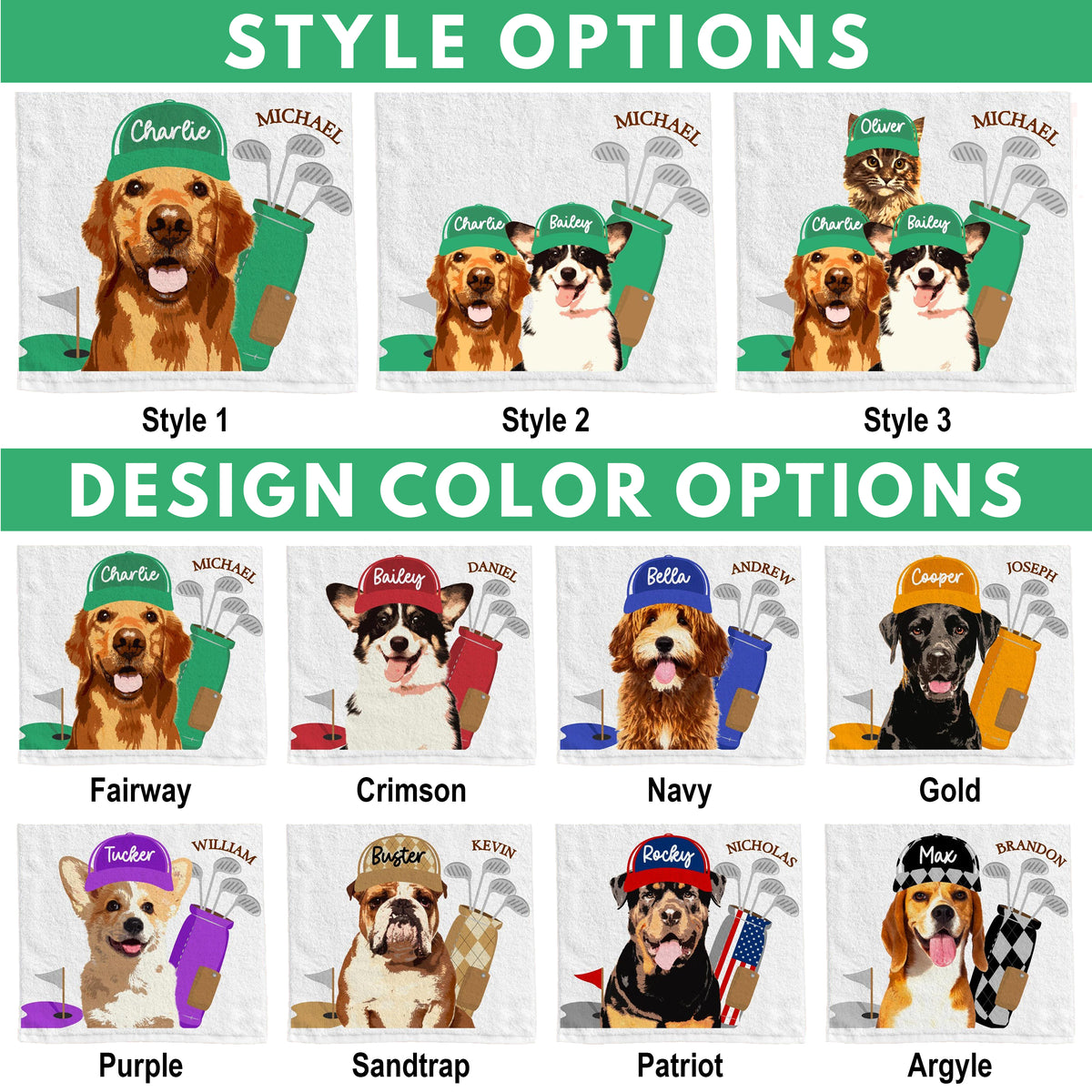 Custom Pet Golf Towel with Pet Photo, Personalized Dog Towel, Custom Cat Cotton Golf Towel HA75 898506