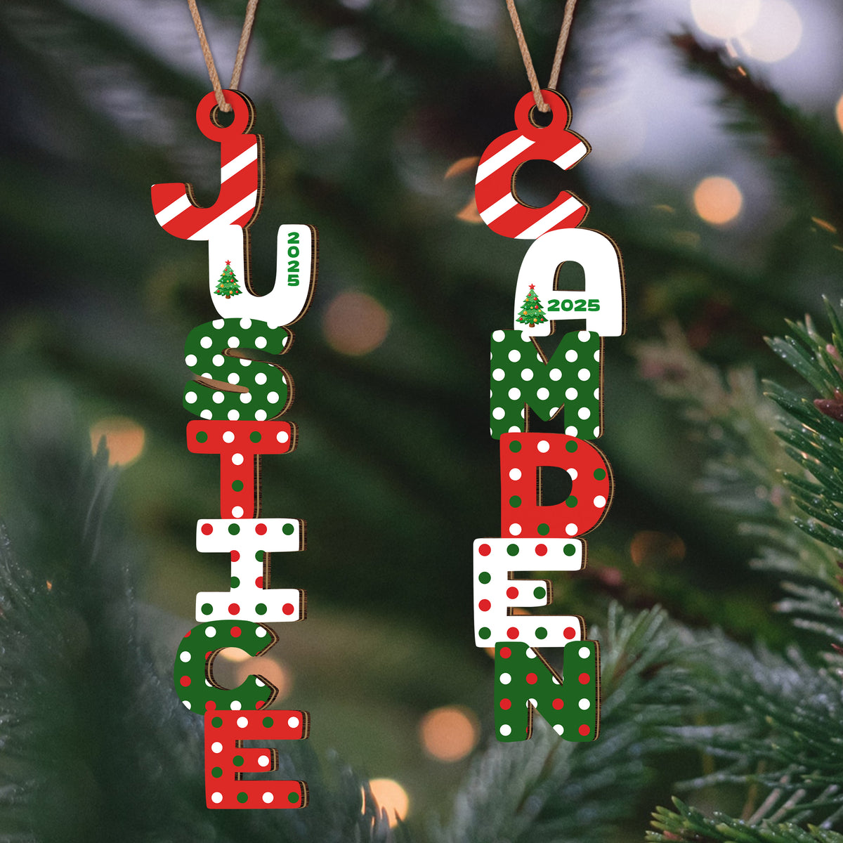 Personalized Name Letter Christmas Wood Ornament Family Gift HA75 897850