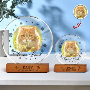 Custom Photo Memorial Dog Cat Loss Keepsake Round Acrylic Frame Block HA75 898010