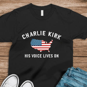 Charlie Kirk - His Voice Lives On Dark Shirt LM32 65461