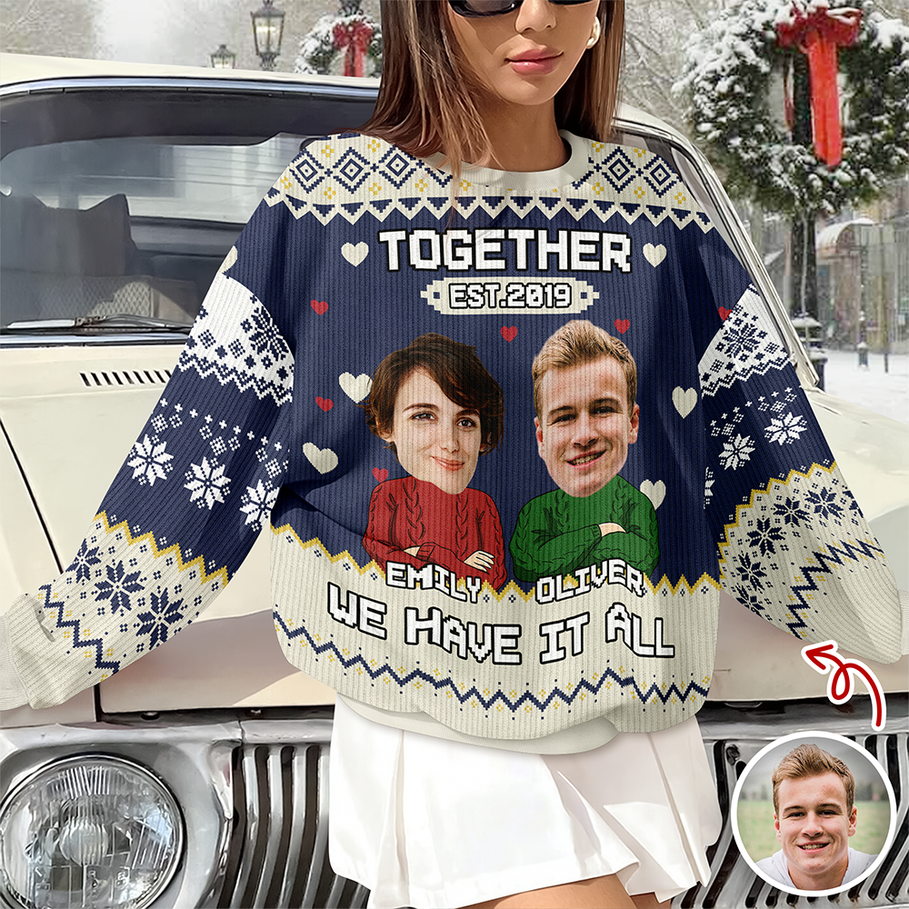 Custom Funny Face You And Me We Are A Team Together Ugly Sweater LM32 895569