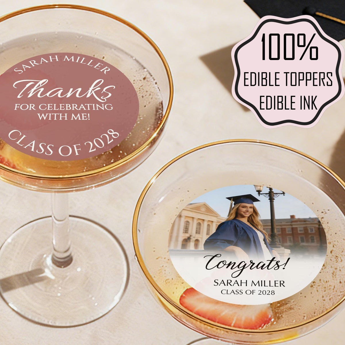 Personalized Graduation Drink Toppers - Class Of 2026 Cocktail Toppers LM32 899947