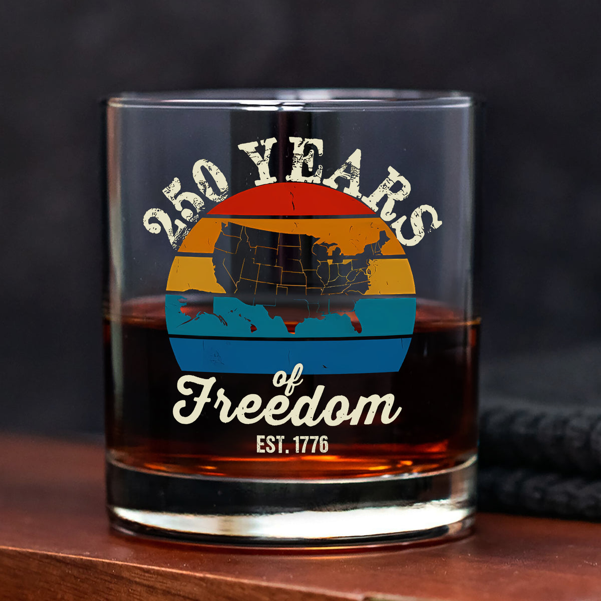 Custom Dog Photo 250 Years of Freedom EST. 1776 Whiskey Glass LM32 895325