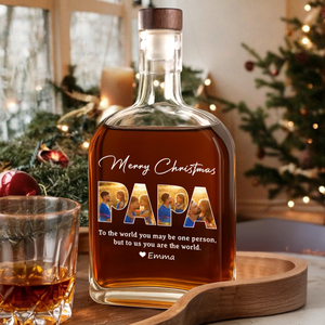 Custom Photo Merry Christmas Dad Family Whiskey Bottle LM32 893859