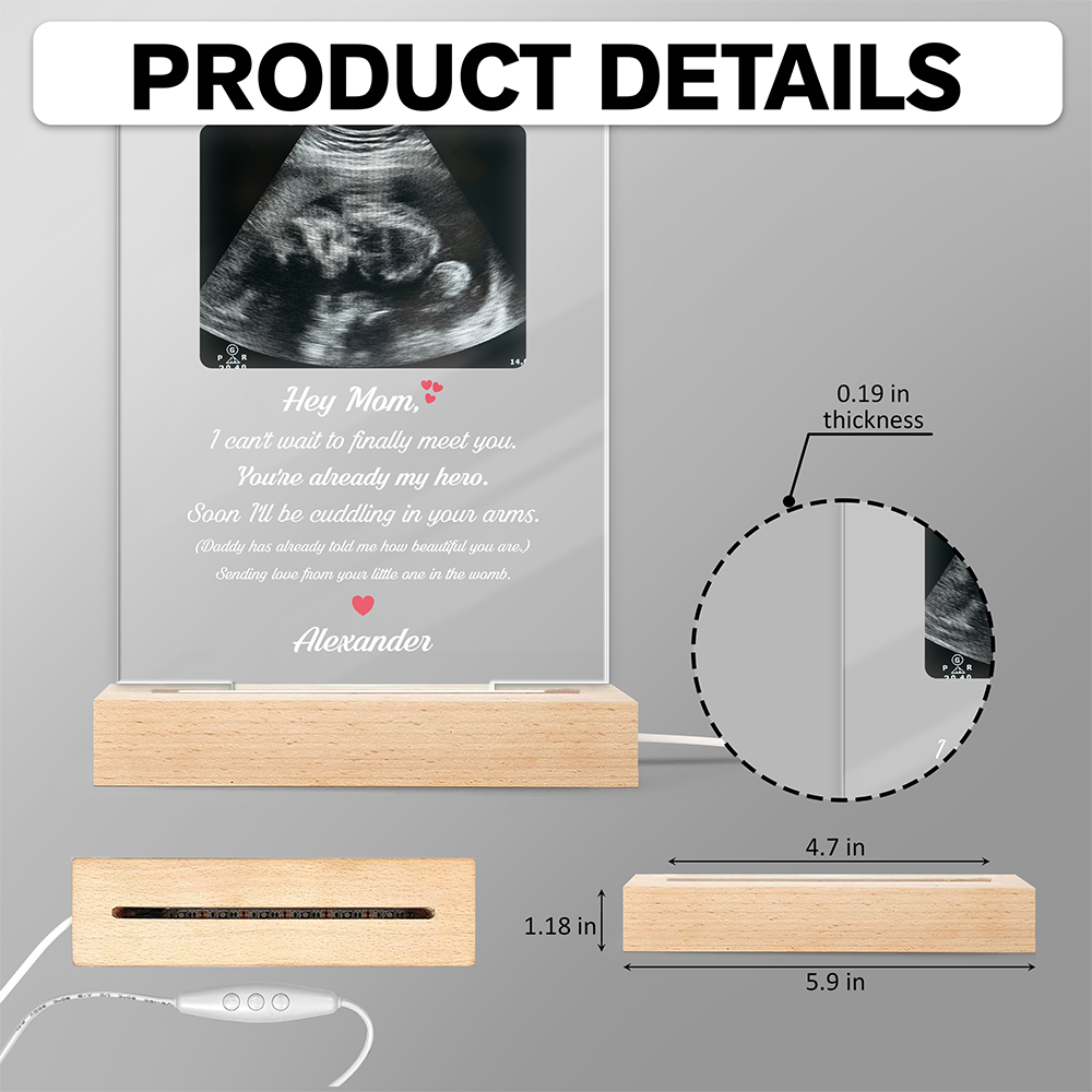 Personalized Ultrasound Photo Acrylic Plaque LED – Custom Baby Sonogram Night Light for Mom, Pregnancy Announcement Gift LM32 669513