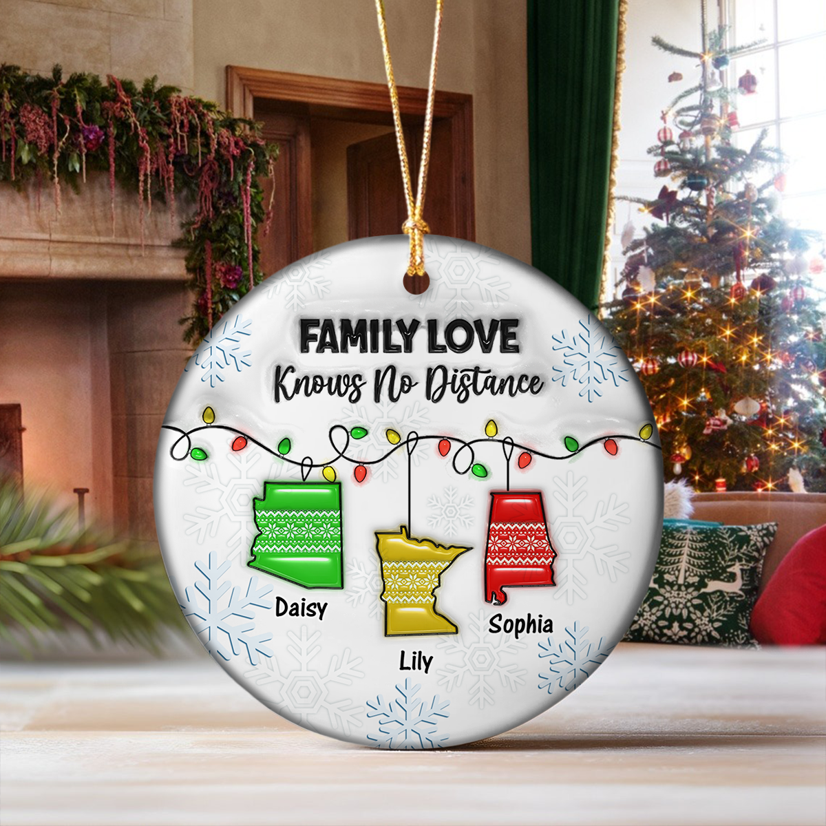 True Friendship Knows No Distance - Personalized 3D Inflated Effect Ceramic Ornament CH07 899302