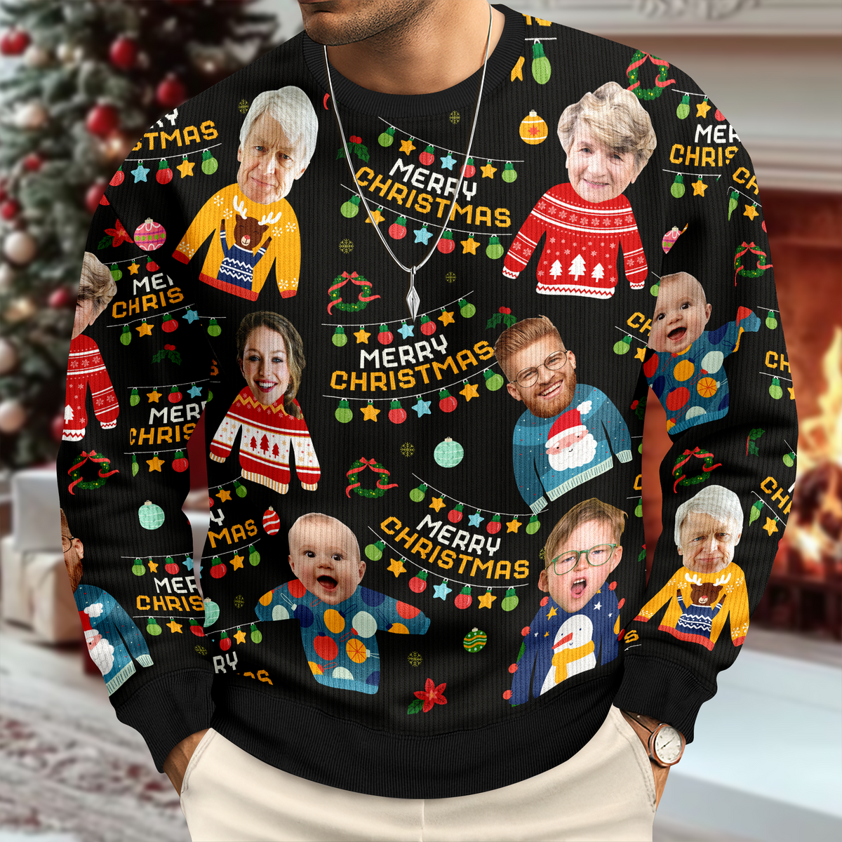 Custom Family Photo Merry Christmas Funny Ugly Sweater CH07 896998