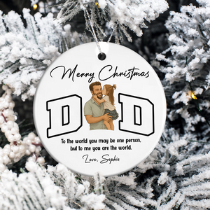 Custom Portrait Photo Merry Christmas Dad Kid Play Together Ceramic Ornament LM32 893869