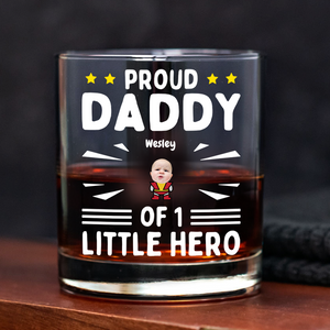 Custom Photo Proud Daddy of Little Heroes - Father's Day Personalized Gifts Custom Rock Glass for Dad, Superhero Lovers HO82 894056