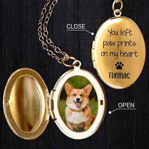 Custom Photo You Left Paw Prints On My Heart Dog Memorial Locket Necklace HO82 893674