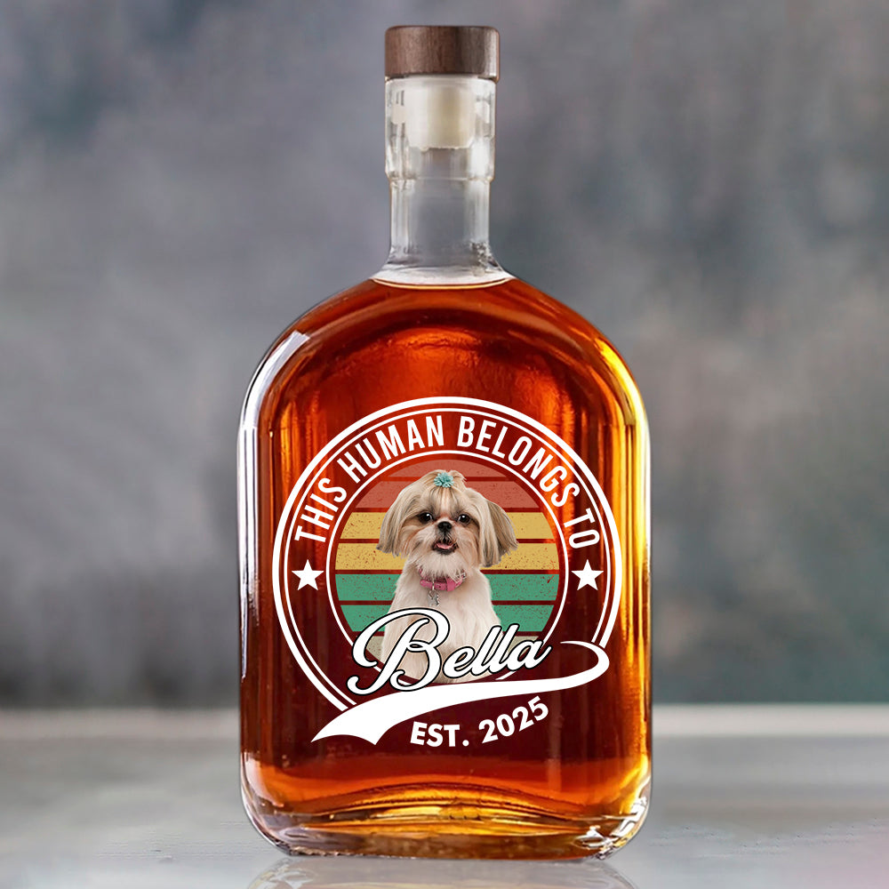Custom Photo Human Belongs To Dog Cat Whiskey Bottle CH07 895962