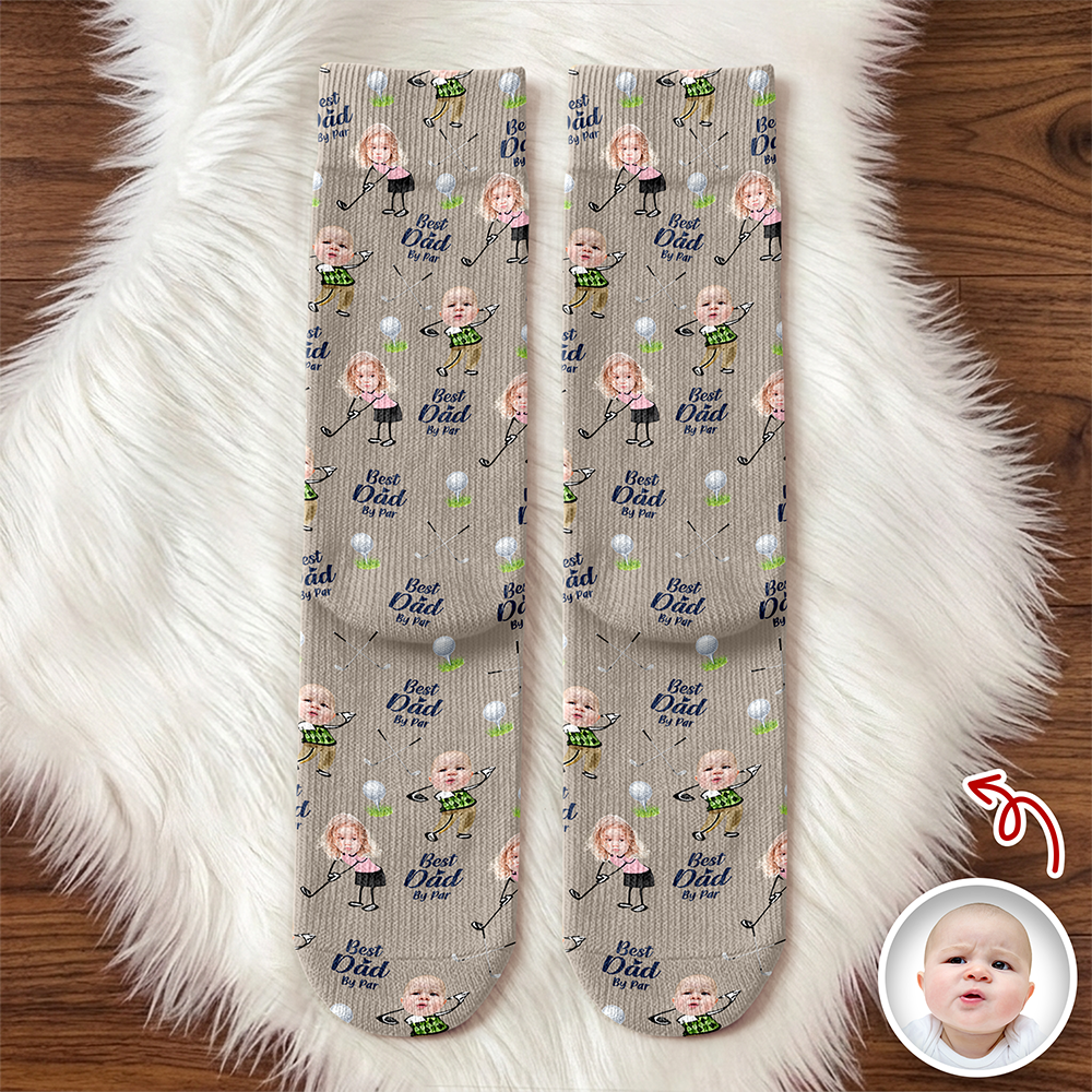 Custom Photo Best Dad By Par Socks - Personalized Gift for Golf Dad LM32 668971