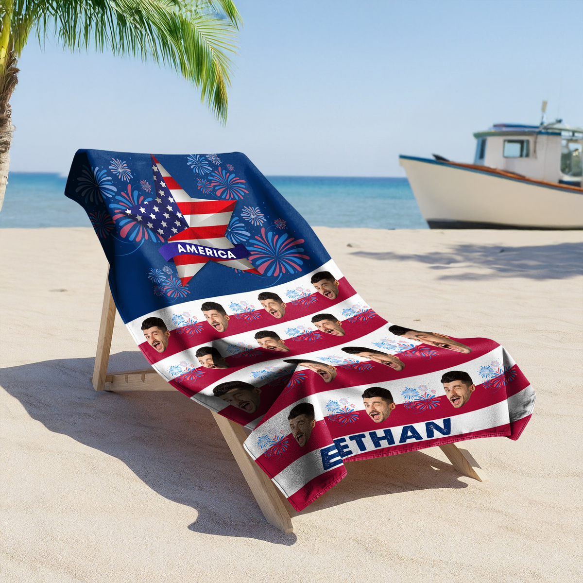 Custom Photo Independence Day Beach Towel CH07 895694