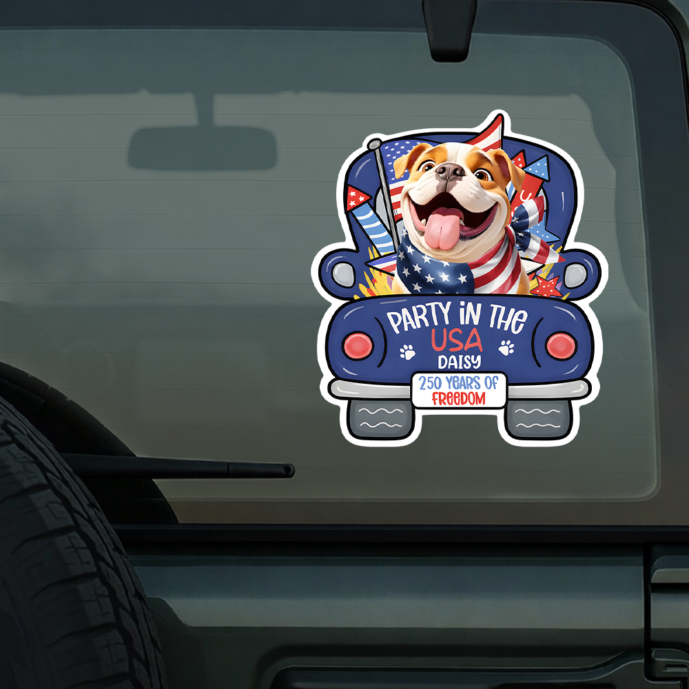 Personalized Pawty In The USA 250 Years Of Freedom Car Window Decal Sticker TH10 169435