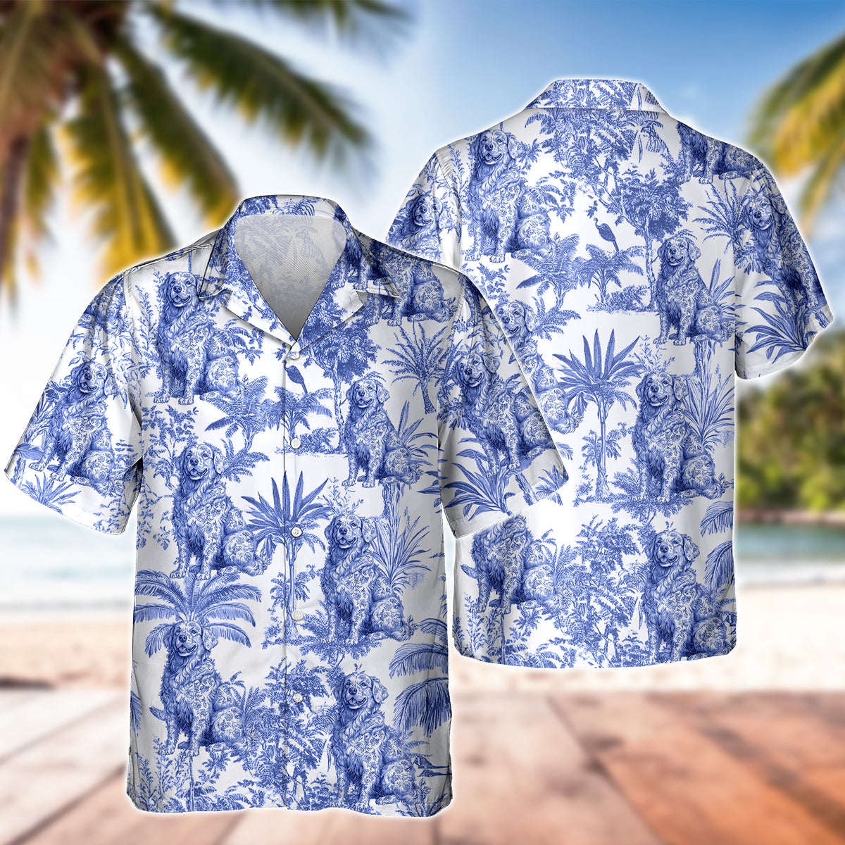Custom Dog Breeds Chinoiserie Toile De Jouy Style Personalized Hawaiian Shirt HA75 892544