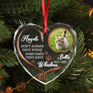 Custom Photo Cat Memorial Gifts - Personalized Heart Glass Ornament LM32 895895