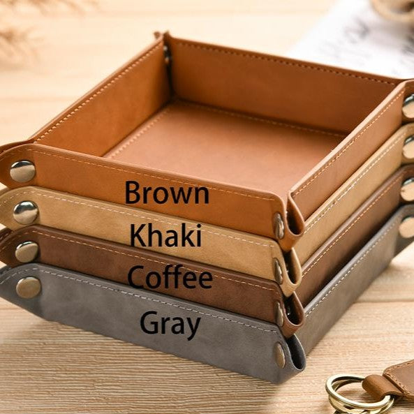 Custom Initial Name Father's Day Gift Leather Valet Tray, Catch All Tray Gifts for Dad LM32 899249