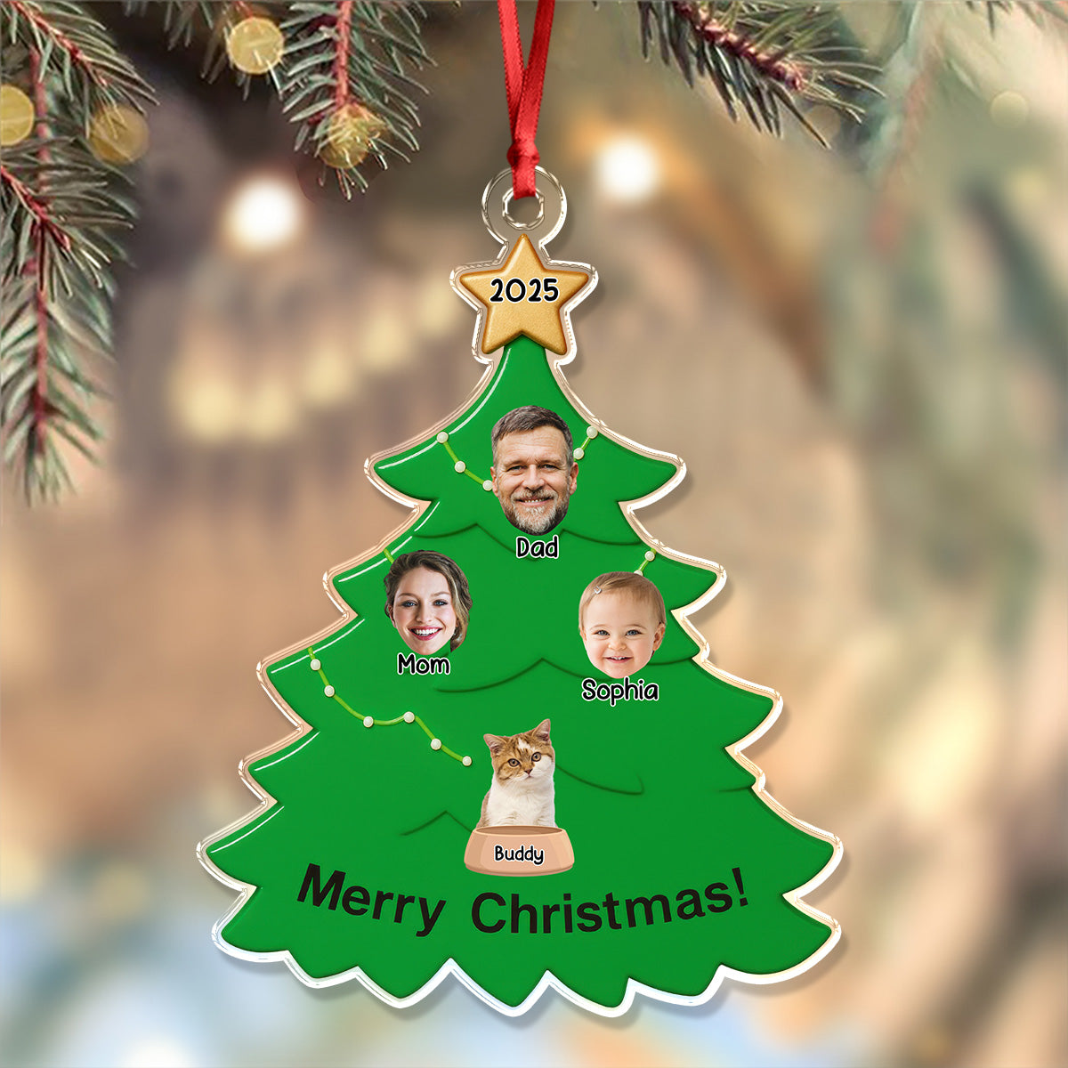 Custom Family Photo Christmas Tree Acrylic Ornament TH10 894835
