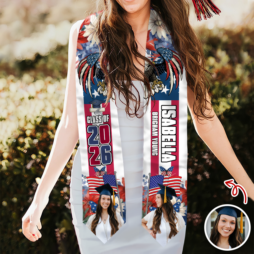 Custom Photo America 250 Years Of Freedom Class Of 2026 Graduation Stole LM32 897693