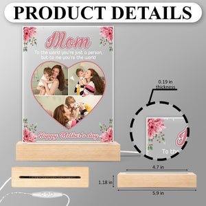 Cutom Photo Mom, To Me You're The Wold Personalized Acrylic Plaque LED Night Light Gift For Mom Grandma CH07 895258