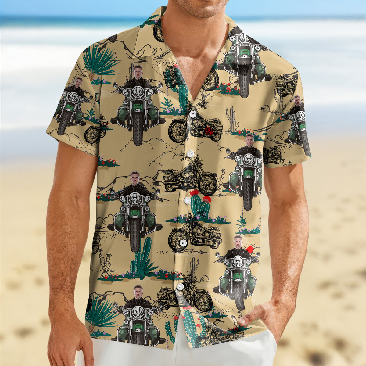 Custom Photo Motorcycle Familly Hawaii Shirt Gift for Dad, Boyfriend, Husband HO82 893752