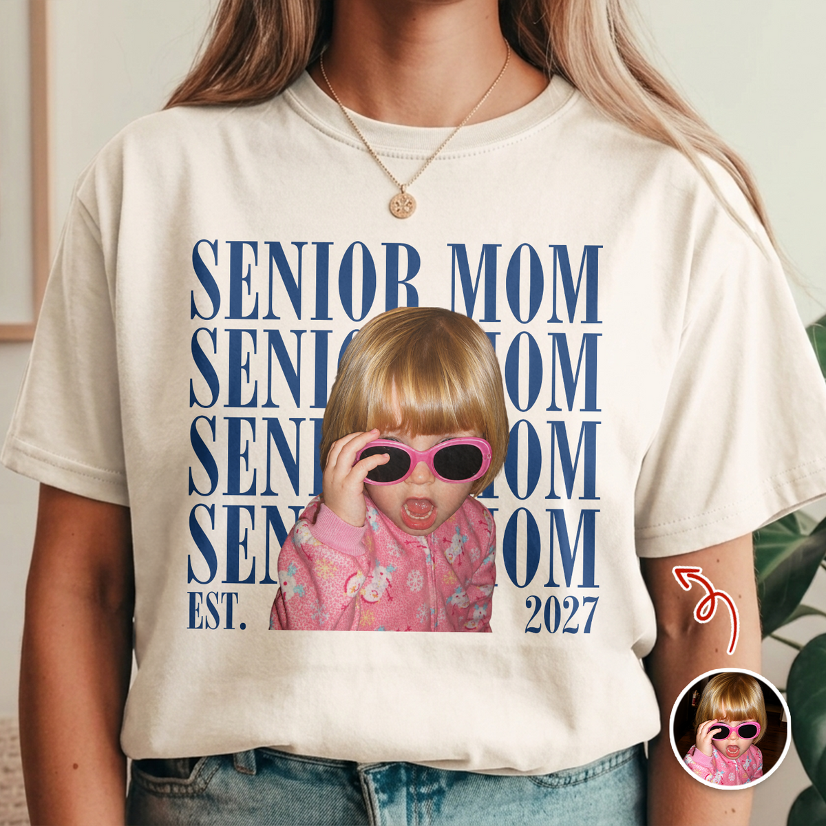Custom Senior Mom EST.2027 Vintage Photo Comfort Shirt HO82 903248