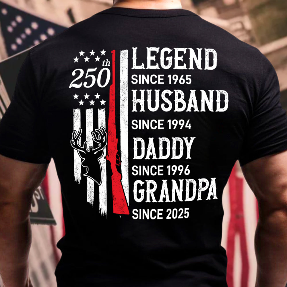 Personalized Legend, Husband since 4th of July Back Dark Shirt Gift for Hunting Dad HA75 920776