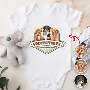 Custom Photo Protected By Dog Baby Onesie For Dog Lovers LM32 895033