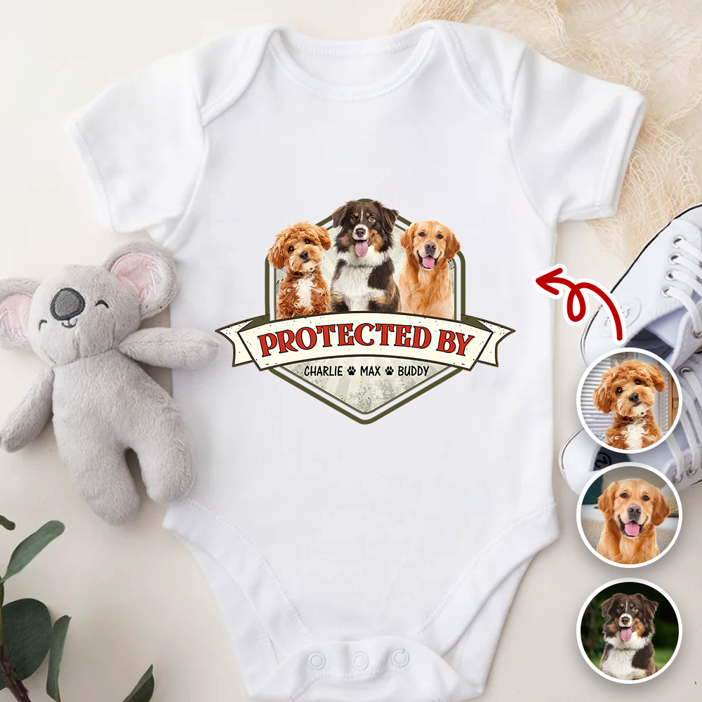 Custom Photo Protected By Dog Baby Onesie For Dog Lovers LM32 895033