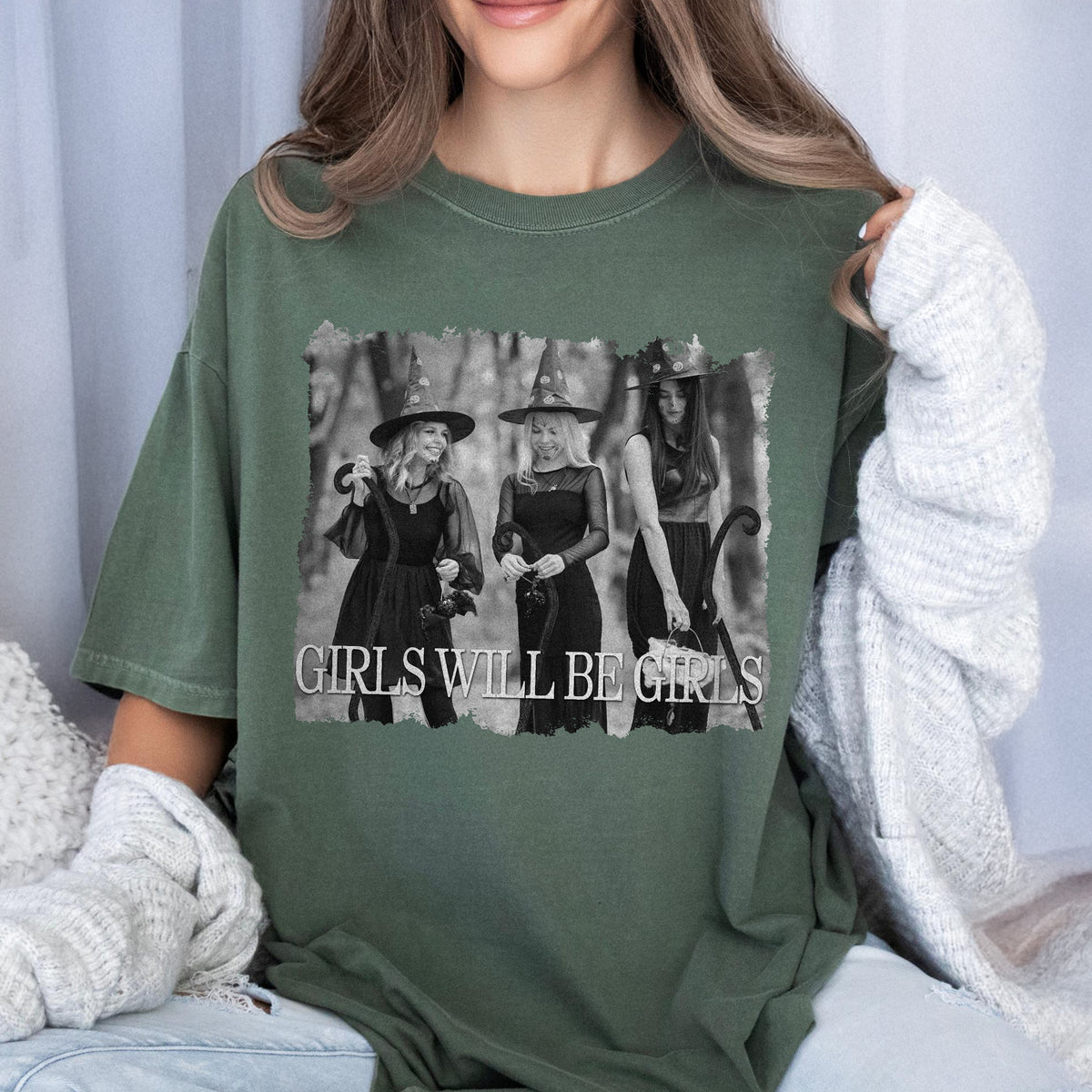 Custom Photo Girls Will be Girls Halloween Witch Comfort Shirt, Gift For Bestie, Sisters  HO82 894920