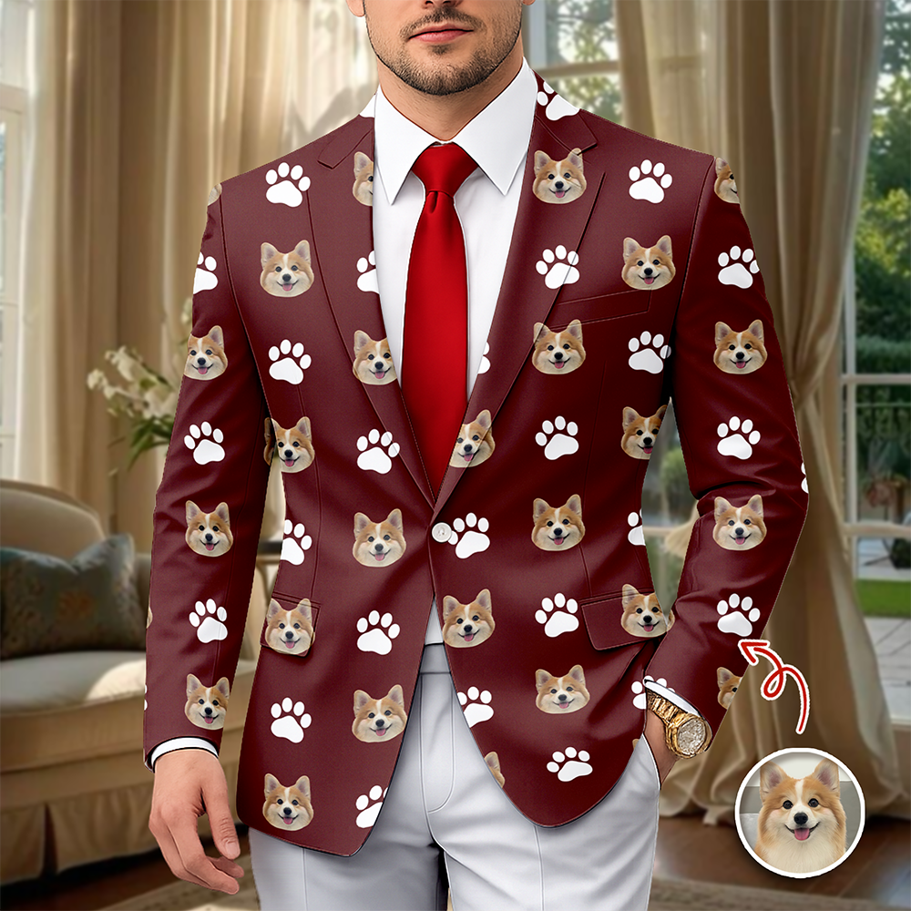 Custom Pet Face With Icon Men's Suit Gift for Pet Owners TH10 169829
