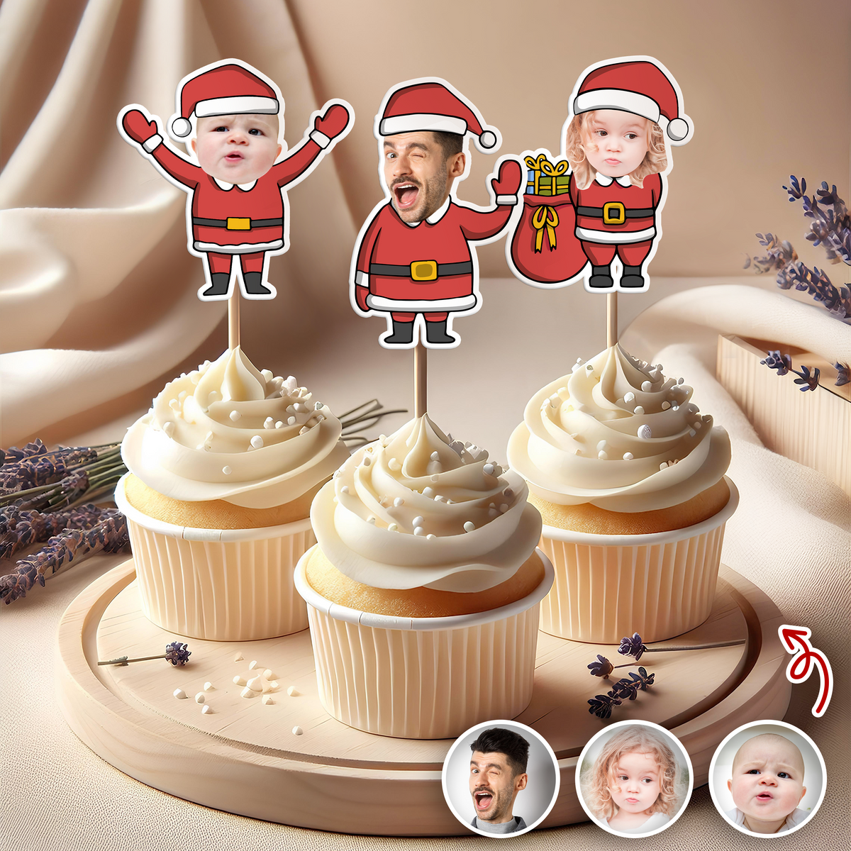 Custom Funny Photo Christmas Cupcake Toppers Xmas Decor TH10 894765