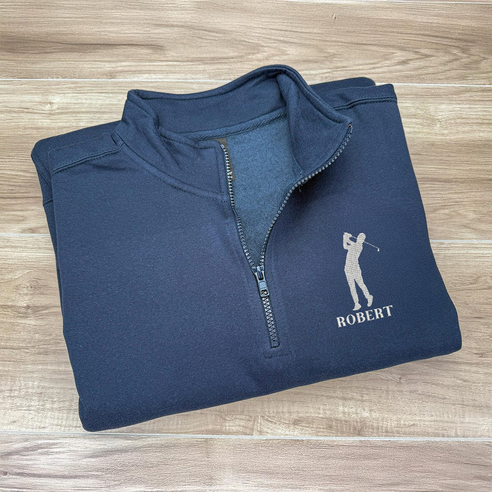 Custom Golf Player Name Embroidered Quarter Zip Sweater Gift for Golf Lovers CH07 910032
