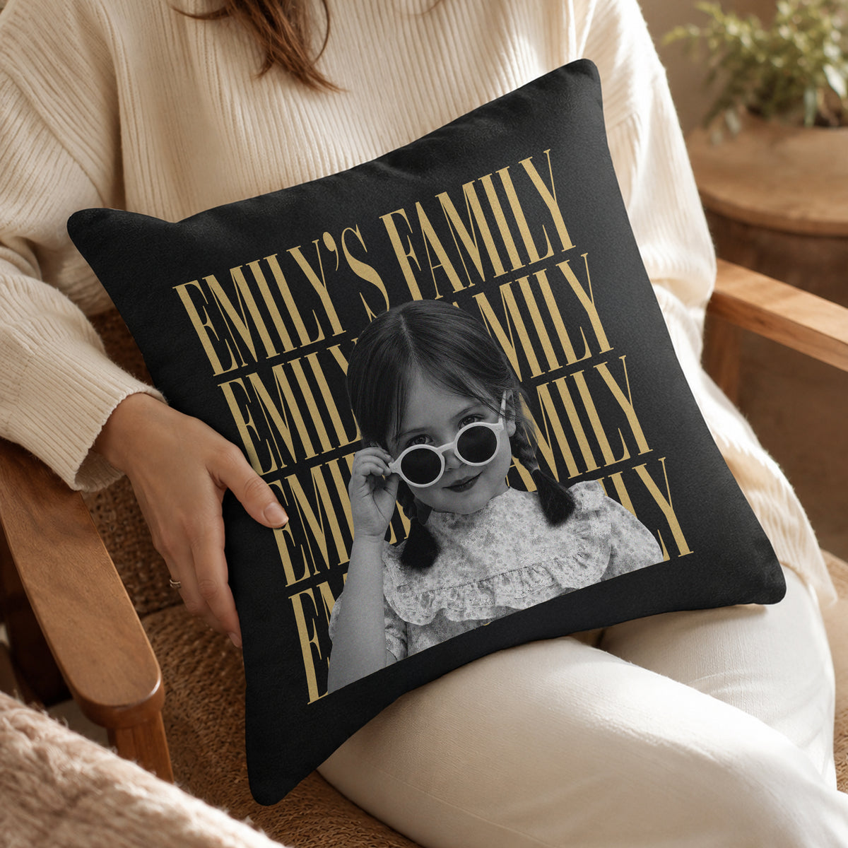 Custom Vintage Photo Pillow - Personalized Gift for Family TH10 170325