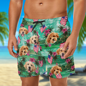 Custom Photo My American Spirit Beach Short - Gift For Family Members, Pet Owners, Pet Lovers LM32 893647