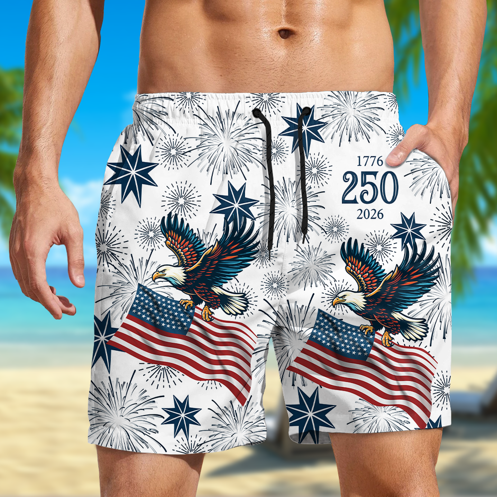 USA 250 Anniversary Eagle 1776-2026 Beach Short HA75 920182