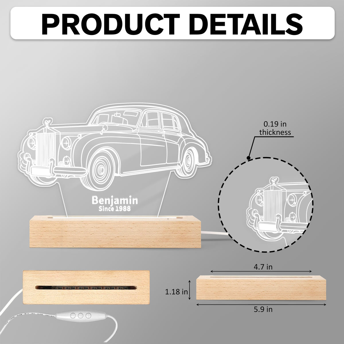 Custom 3D Car Sketch Shaped LED Night Light Plaque LM32 895015