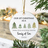 Our 1st Christmas As A Tree Family Of Three Christmas Ceramic Ornament LM32 895429