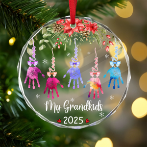 My Grandkids Handprints - Personalized Circle Glass Ornament LM32 895897