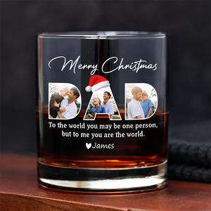 Custom Photo Merry Christmas Dad Family Whiskey Glass Gift For Dad HO82 894340