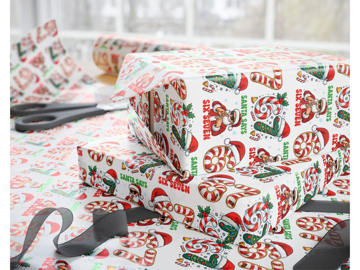 Santa Says Six Seven - 67 Meme Christmas Gift Wrapping Paper LM32 897207