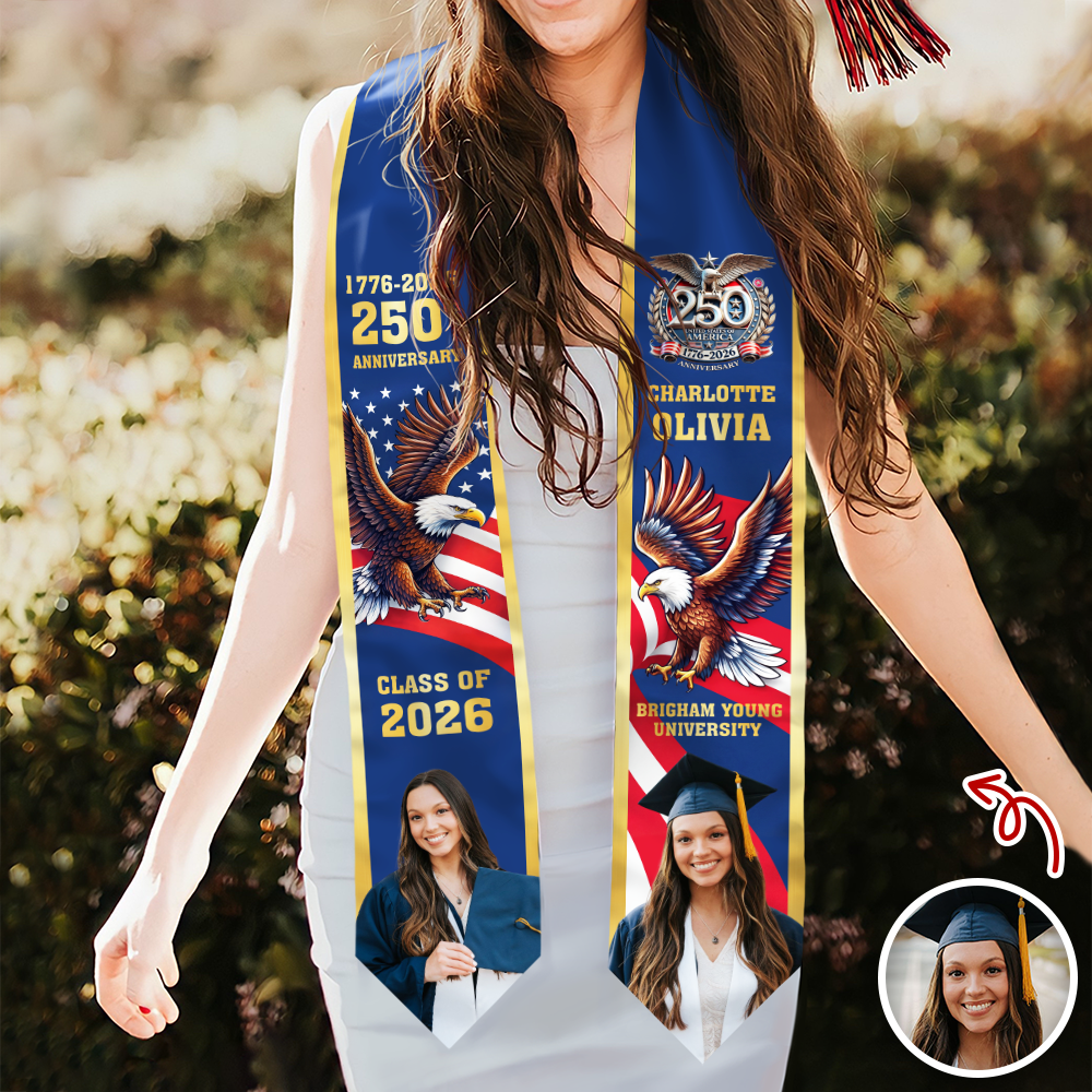 Custom Photo Class Of 2026 With US 250 Years Graduation Stole HO82 901480