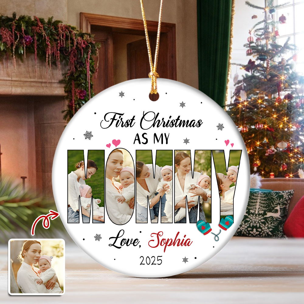 Custom Photo First Christmas As My Dad Ceramic Ornament CH07 899034