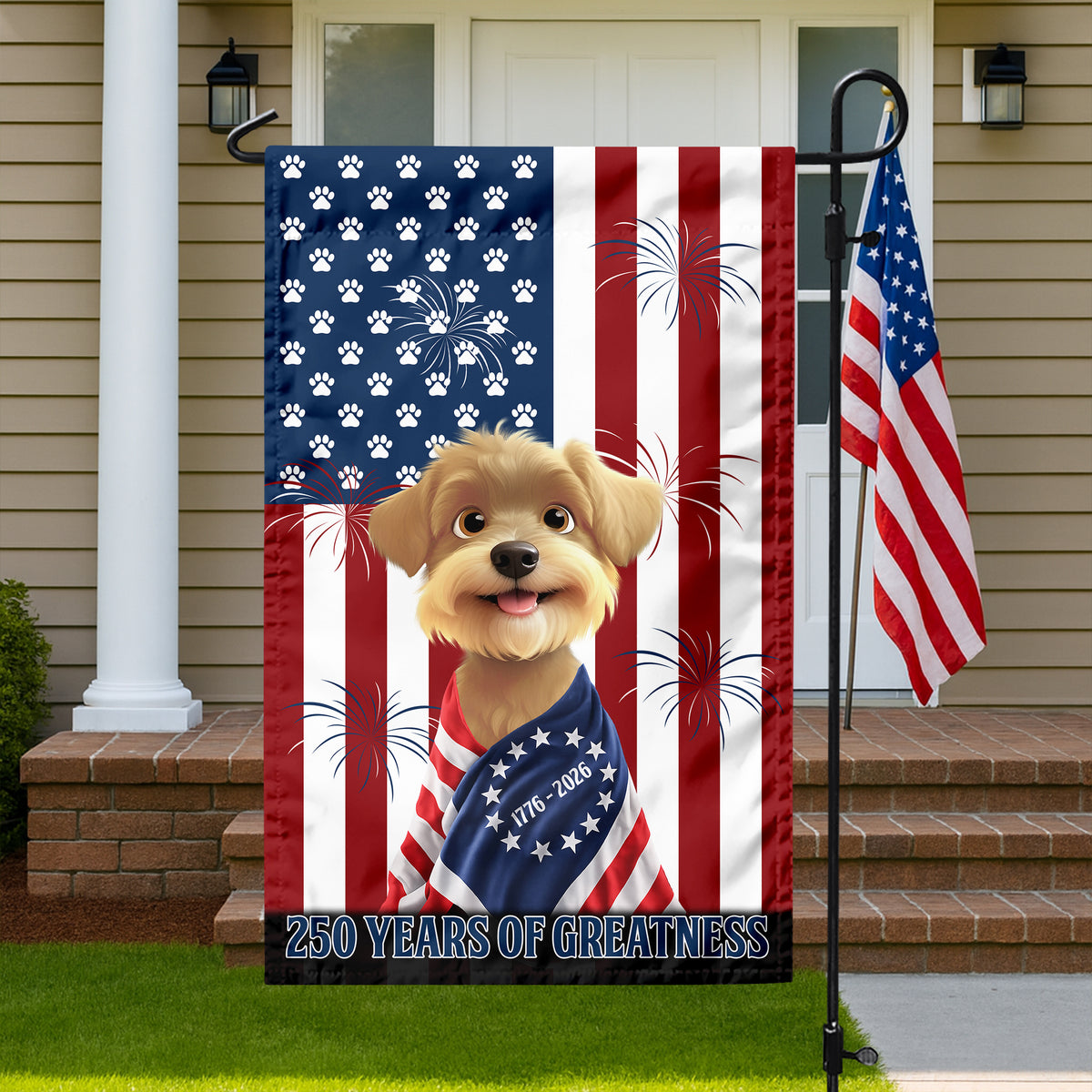 Personalized My Dog Loves America 250 Patriotic Garden Flag HA75 920214
