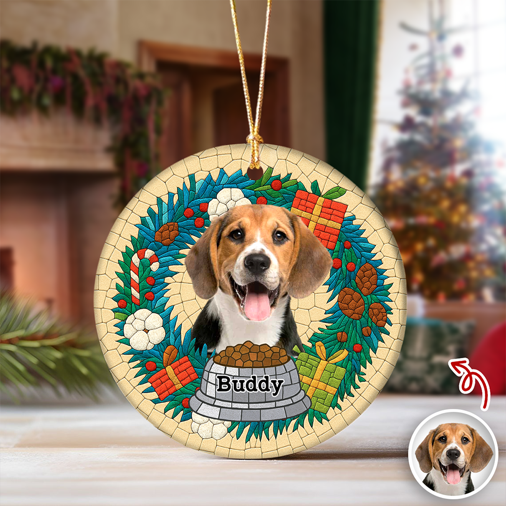 Custom Dog Photo Mosaic Style For Christmas Ceramic Ornament TH10 894805