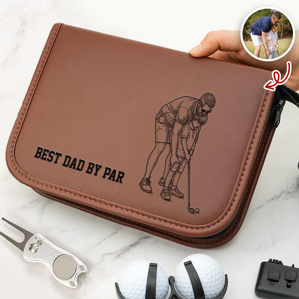 Custom Photo Best Dad By Par Sketch Line Art Golf Set - Personalized Gift For Dad TH10 169821