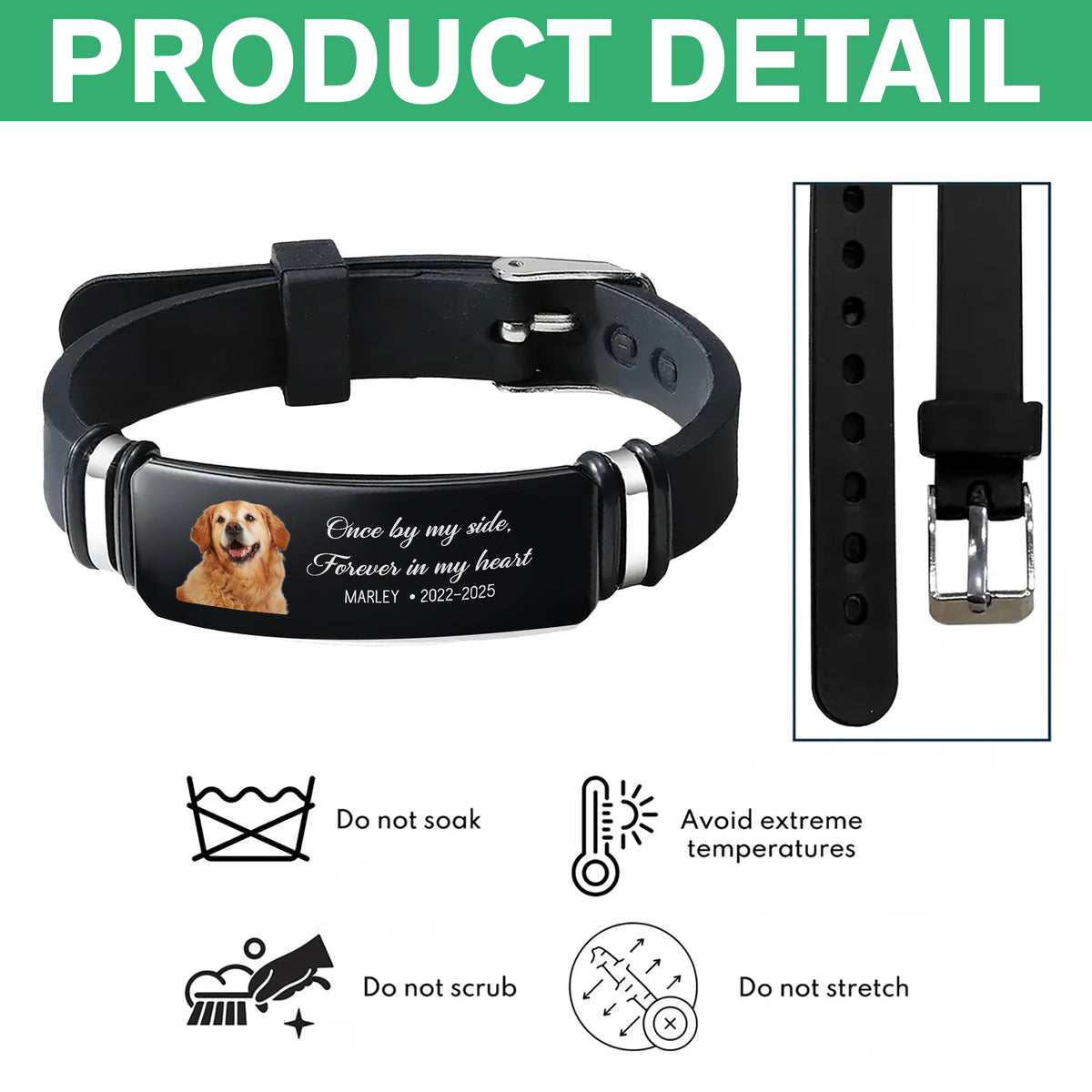 Personalized Pet Memorial Wristband Bracelet Pet Loss Keepsake, Pet Memorial Gift LM32 669631